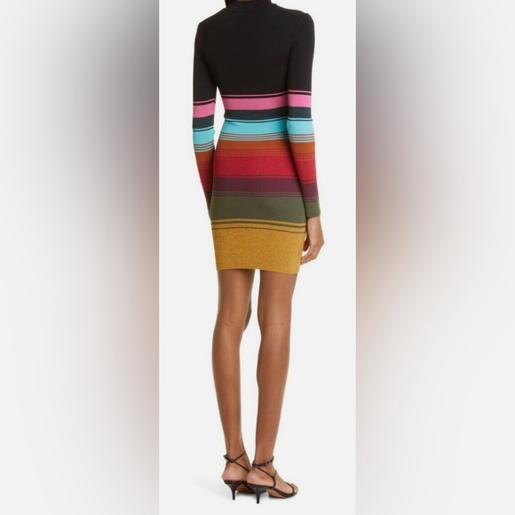 STAUD Clara Stripe Cutout Ribbed Long Sleeve Sweater Dress, sz S - Picture 3 of 15